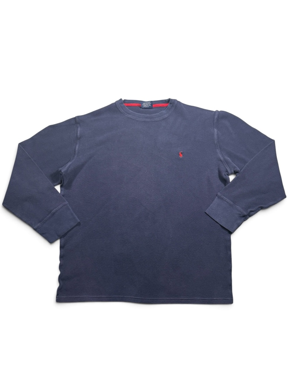 Ralph Lauren XL Sleepwear Navy Long-Sleeve Waffle Crewneck Long Sleeve Shirt
